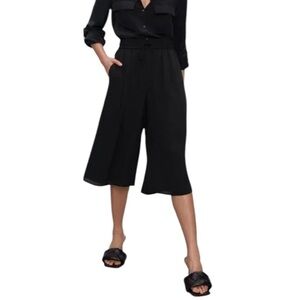 Babaton Black Cropped Wide-Leg Pants